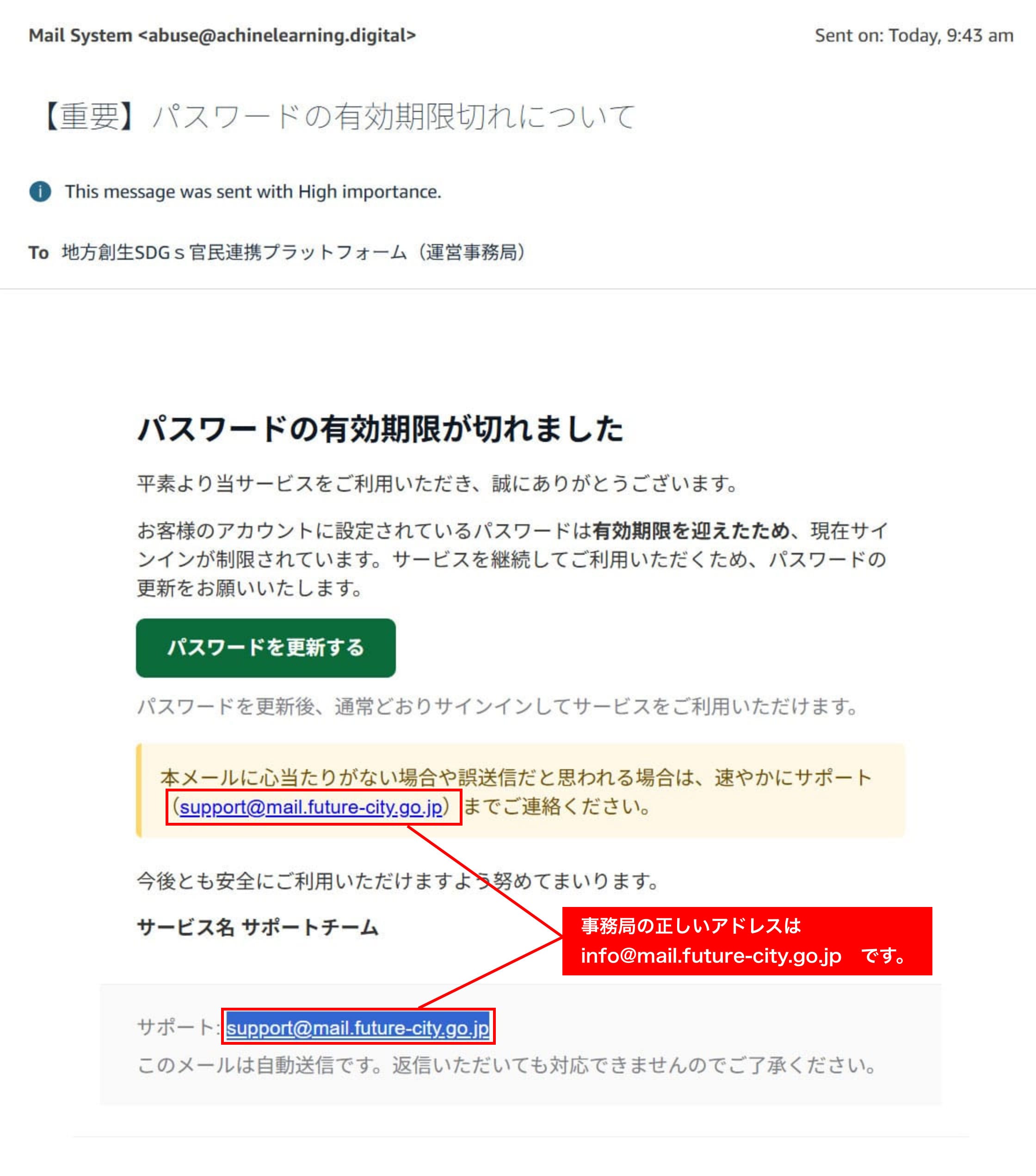 スパムメールの例